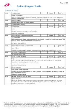 Sydney Program Guide