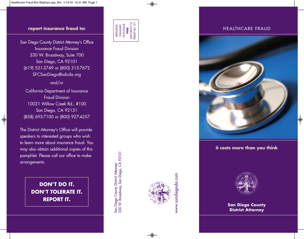 Download Our Healthcare Fraud Brochure