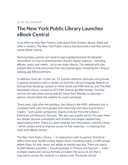 The New York Public Library Launches Ebook Central