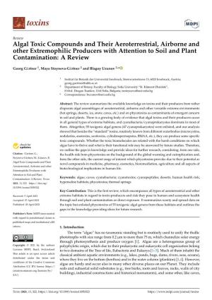 Algal Toxic Compounds and Their Aeroterrestrial, Airborne and Other Extremophilic Producers with Attention to Soil and Plant Contamination: a Review