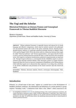 The Yogi and the Scholar Rhetorical Polemics As Literary Frames and Conceptual Framework in Tibetan Buddhist Discourse