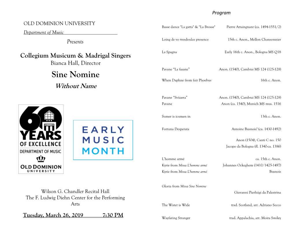 Old Dominion University Collegium Musicum & Madrigal Singers