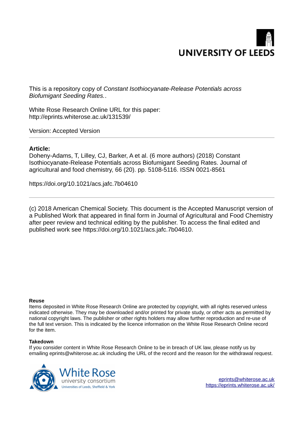 Constant Isothiocyanate-Release Potentials Across Biofumigant Seeding Rates