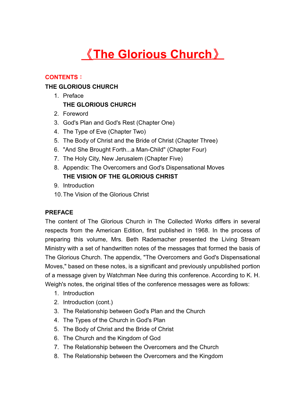 The Glorious Church