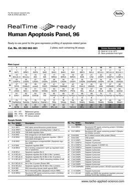 Plate Layout for Realtime Ready Human Apoptosis Panel, 96