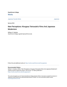 Kinugasa Teinosuke's Films and Japanese Modernism