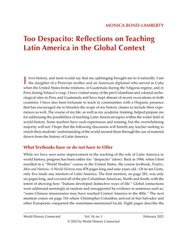 Too Despacito: Reflections on Teaching Latin America in the Global Context