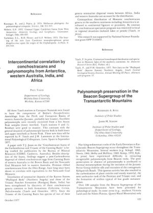 Intercontinental Correlation by Conchostracans and Palynomorphs from Antarctica, Western Australia, India, and Africa Palynomorp