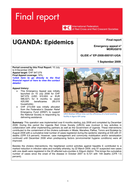 UGANDA: Epidemics; Final Report No. MDRUG010