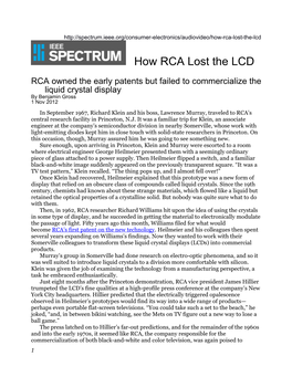 How RCA Lost the LCD