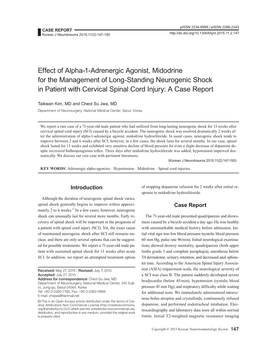Effect of Alpha-1-Adrenergic Agonist, Midodrine for the Management of Long-Standing Neurogenic Shock in Patient with Cervical Spinal Cord Injury: a Case Report
