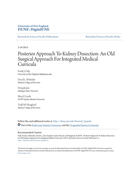Posterior Approach to Kidney Dissection: an Old Surgical Approach for Integrated Medical Curricula Frank J