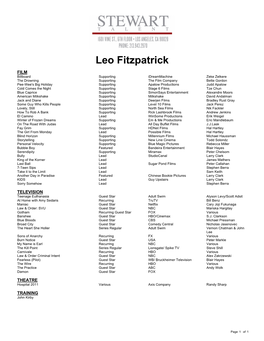 Leo Fitzpatrick Theatrical Resume