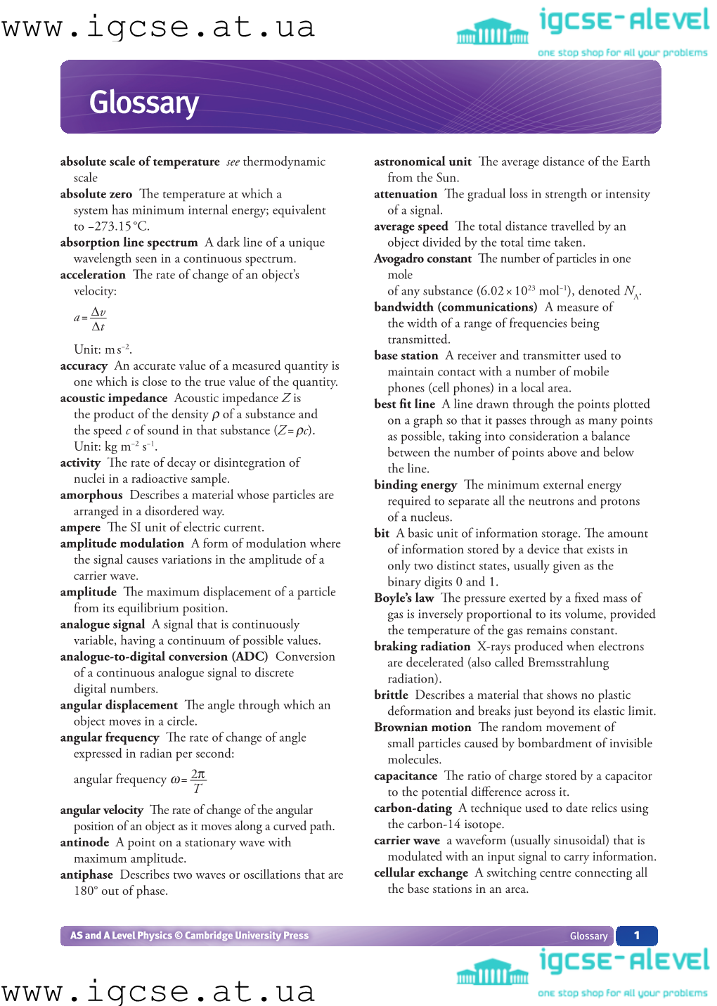 AS&A Physics CD-ROM Glossary.Indd