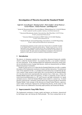 Investigation of Theories Beyond the Standard Model