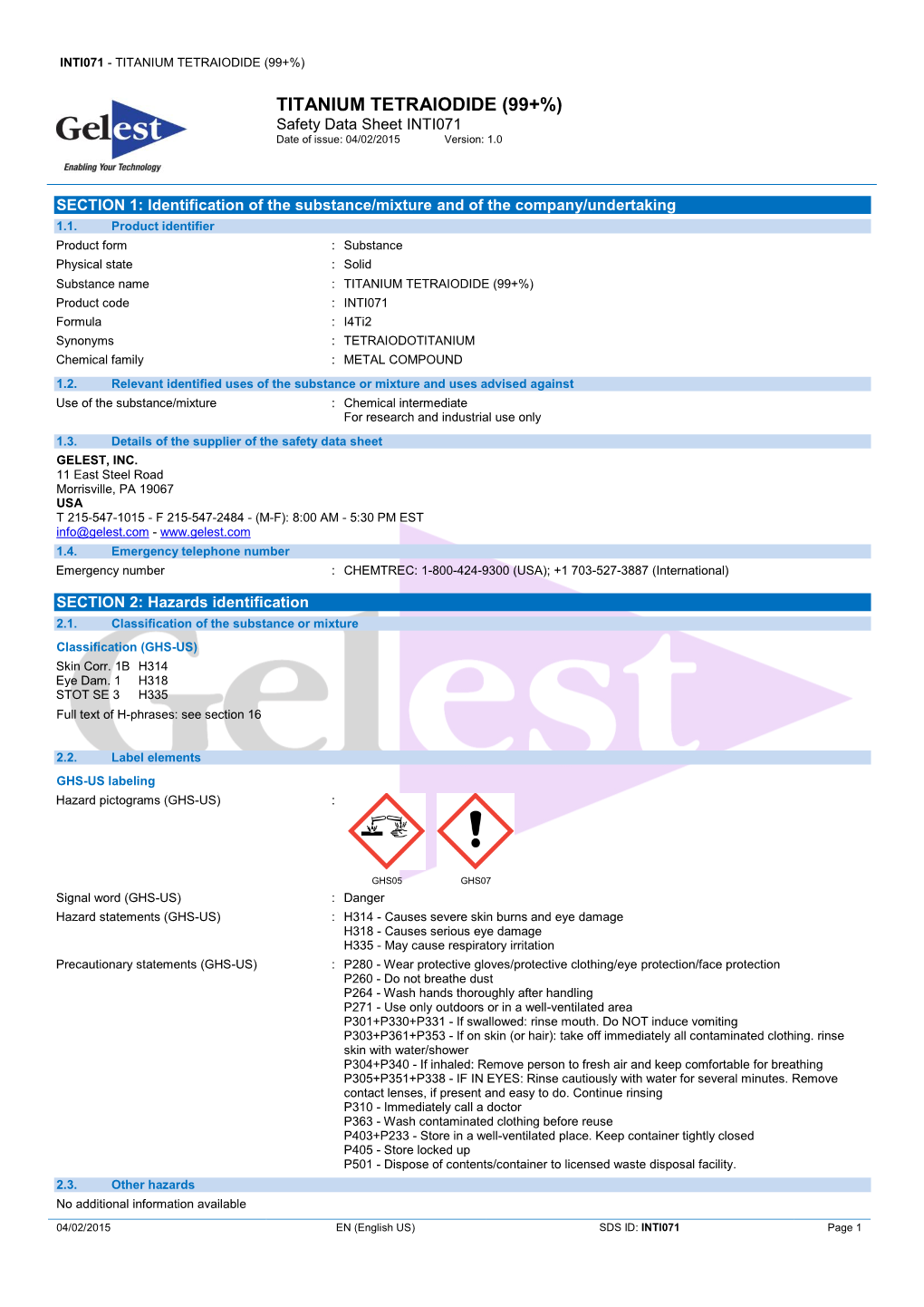 Titanium Tetraiodide (99+%)