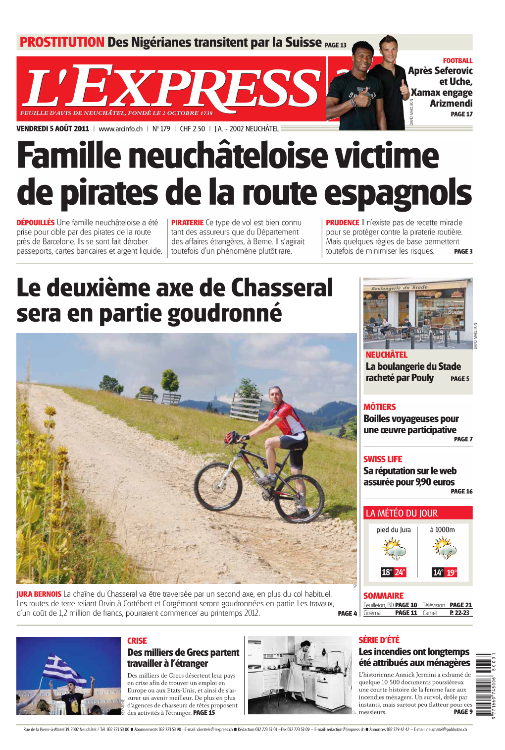 Chasseral Sera En Partie Goudronné DAVID MARCHON NEUCHÂTEL La Boulangerie Du Stade Racheté Par Pouly PAGE 5