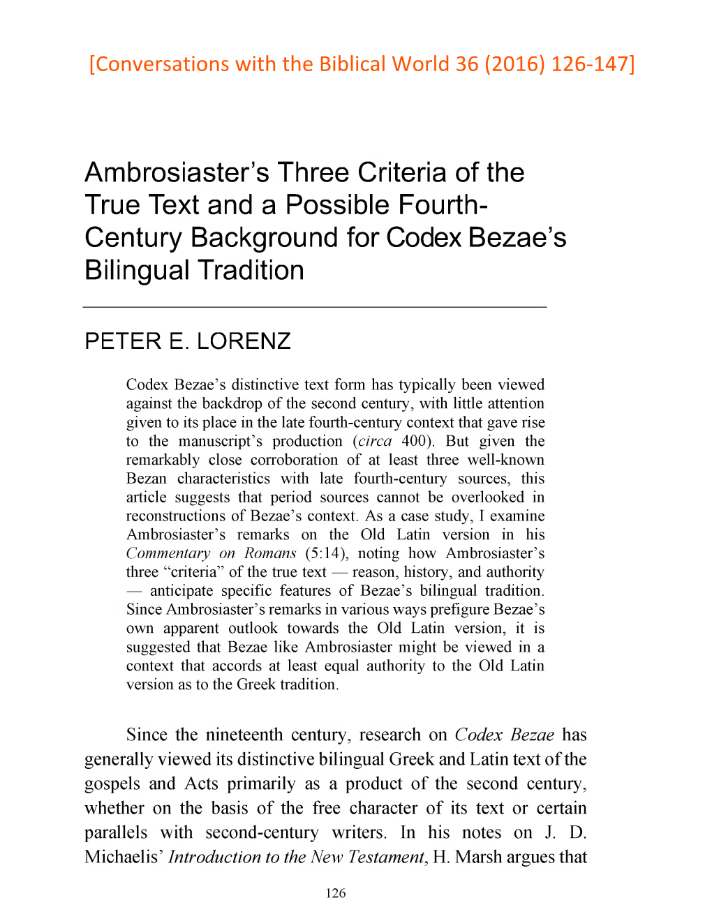 Ambrosiaster's Three Criteria of the True Text And