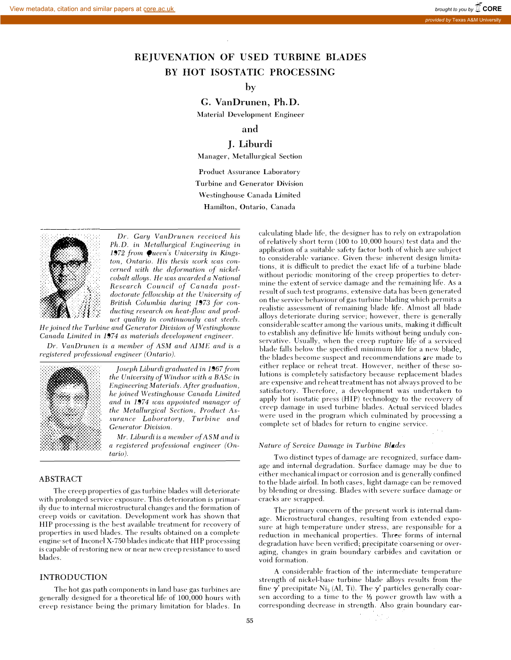 Rejuvenation of Used Turbine Blades by Hot Isostatic Processing 57