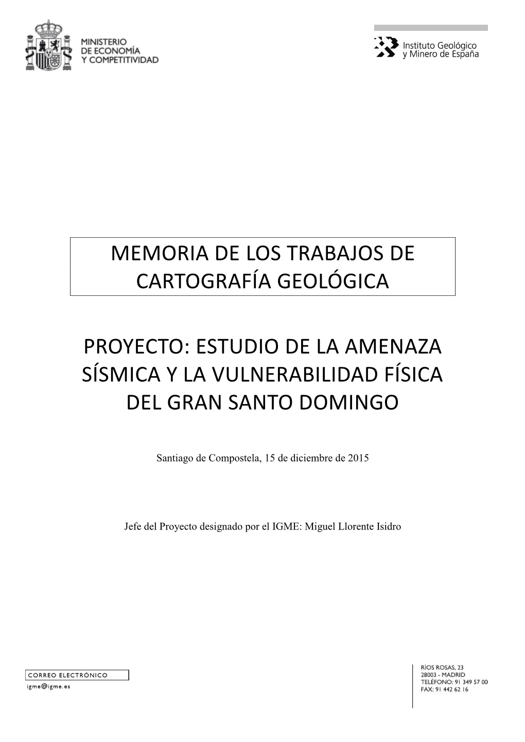 Memoria Geología Del Gran Santo Domingo