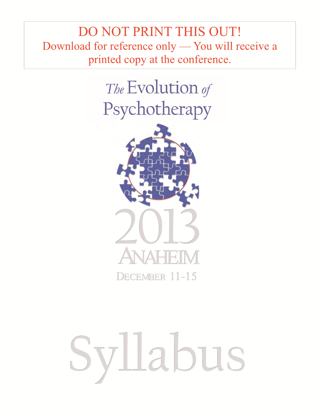 ANAHEIM DECEMBER 11-15 Syllabus