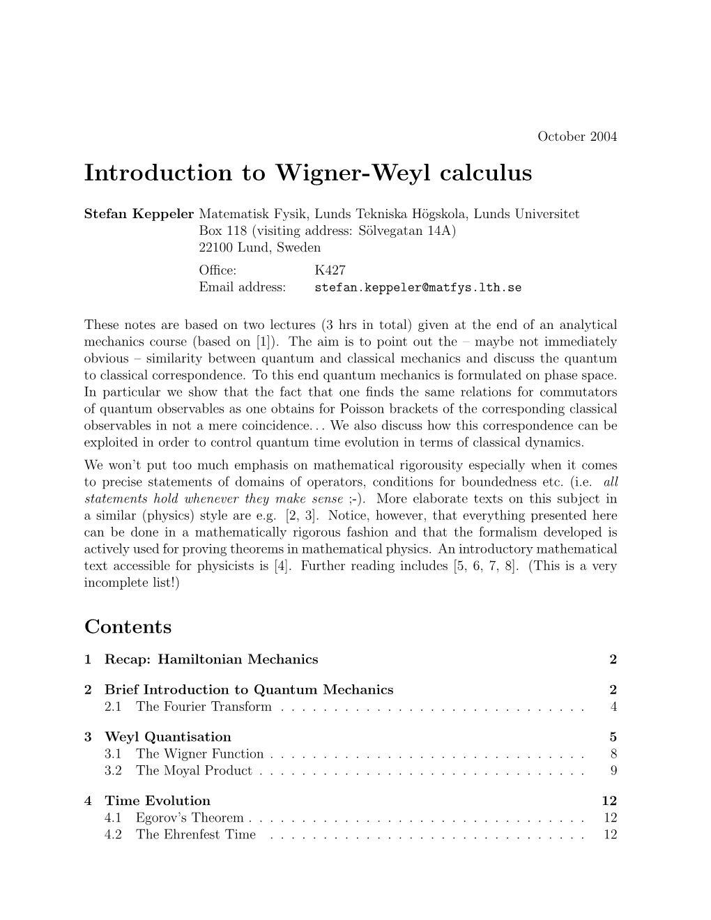 Introduction to Wigner-Weyl Calculus