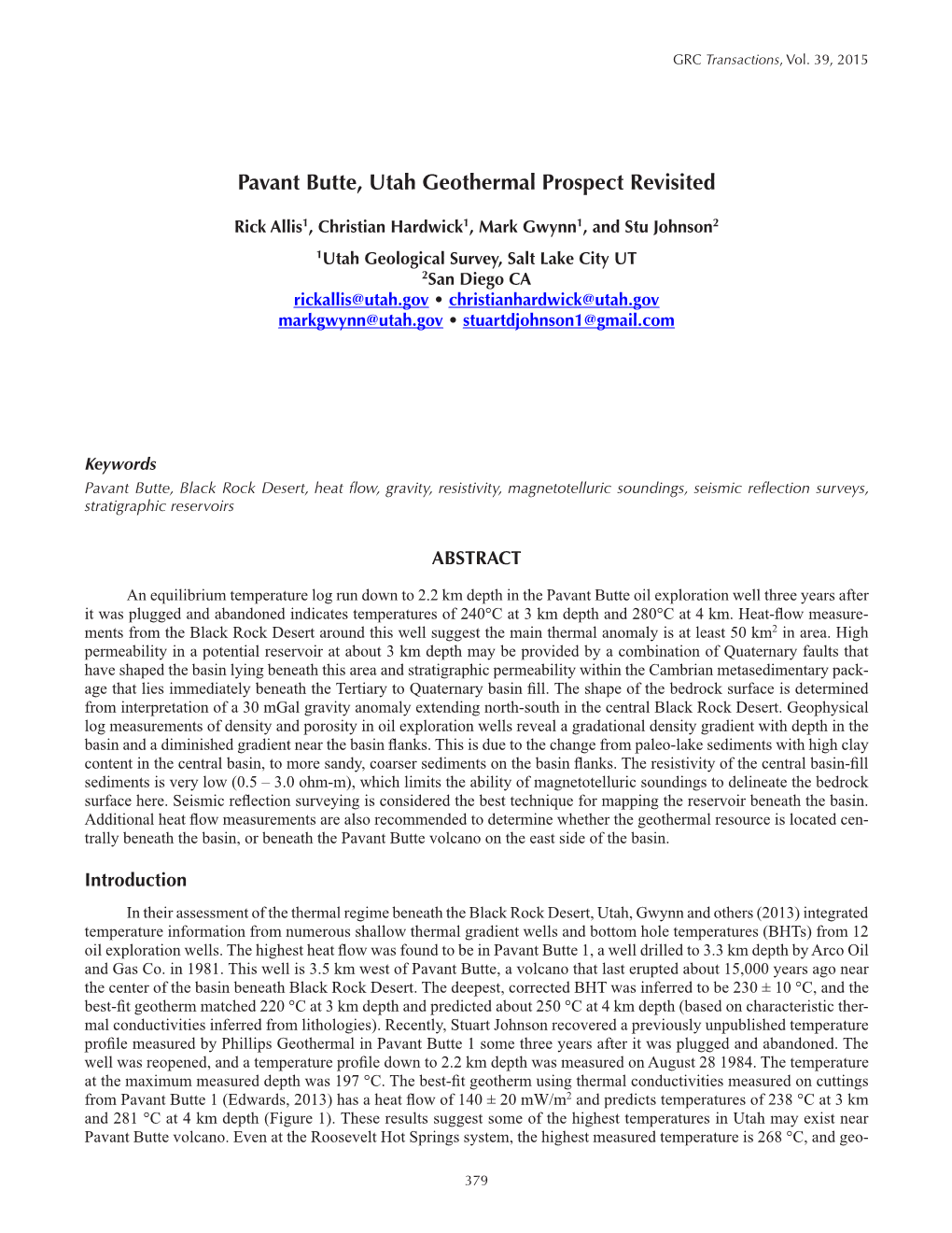 Pavant Butte, Utah Geothermal Prospect Revisited