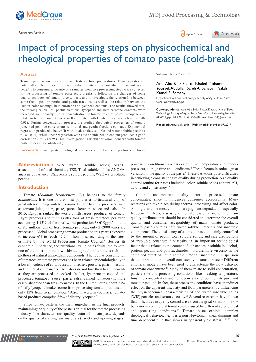 Properties of Tomato Paste (Cold-Break)