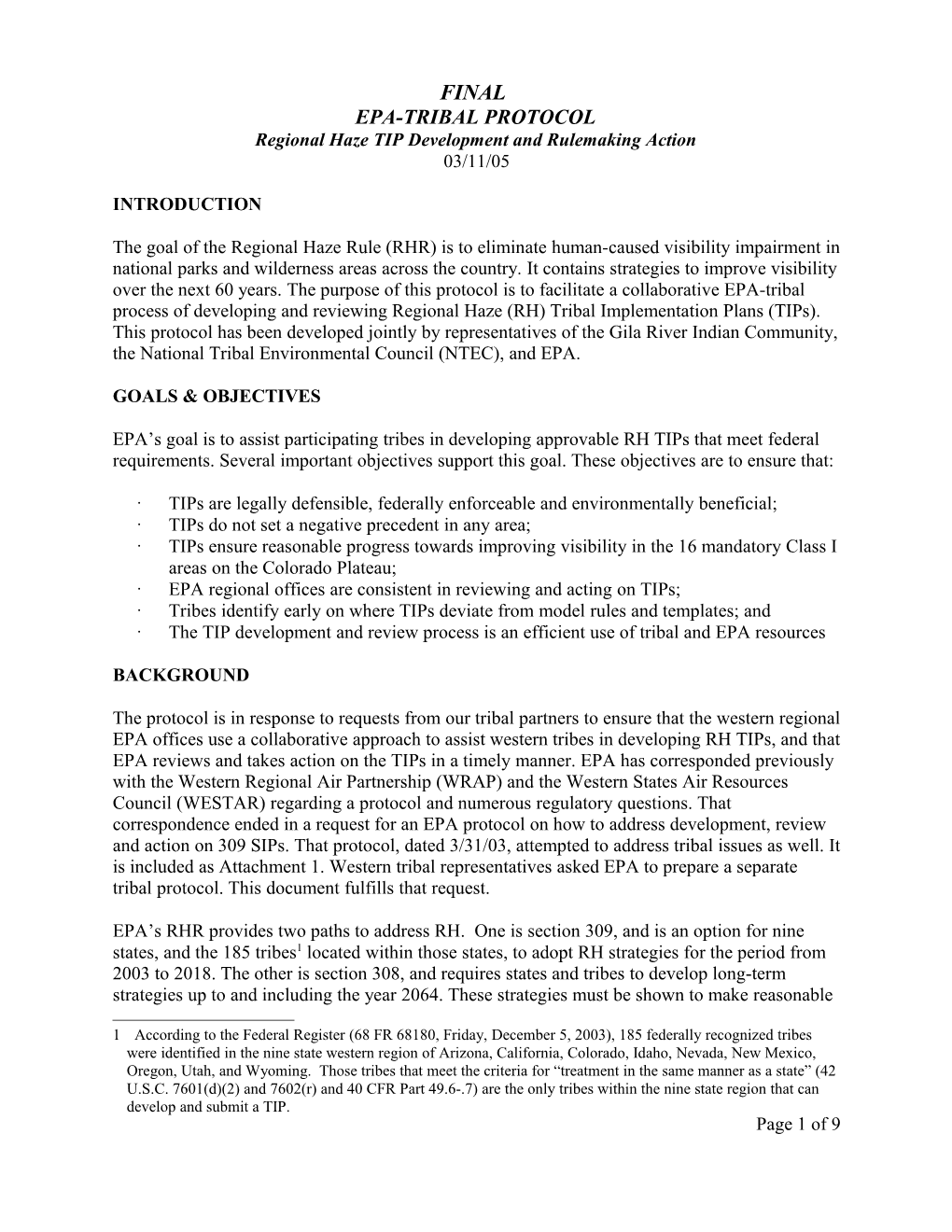 Regional Haze TIP Development and Rulemaking Action