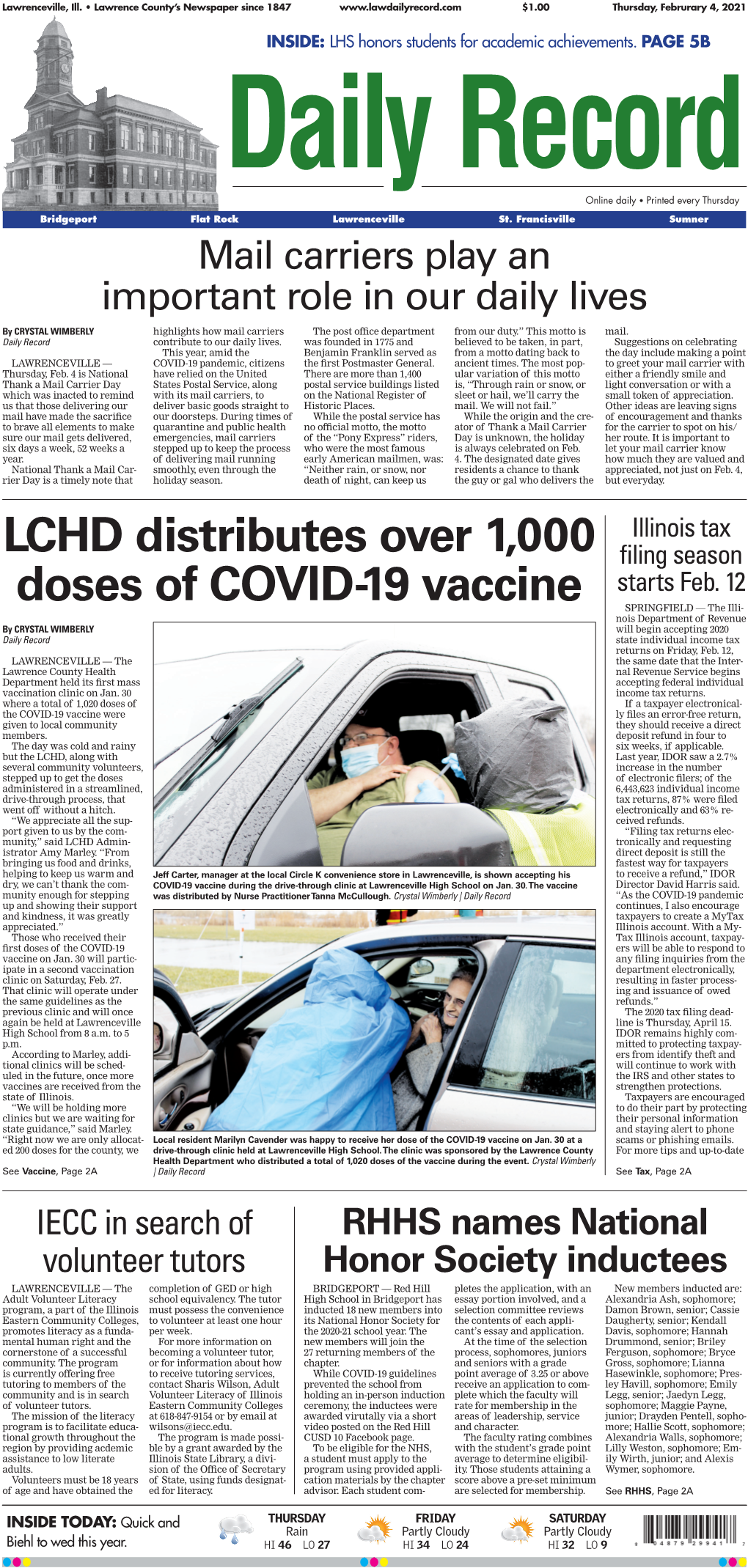 LCHD Distributes Over 1,000 Doses of COVID-19 Vaccine