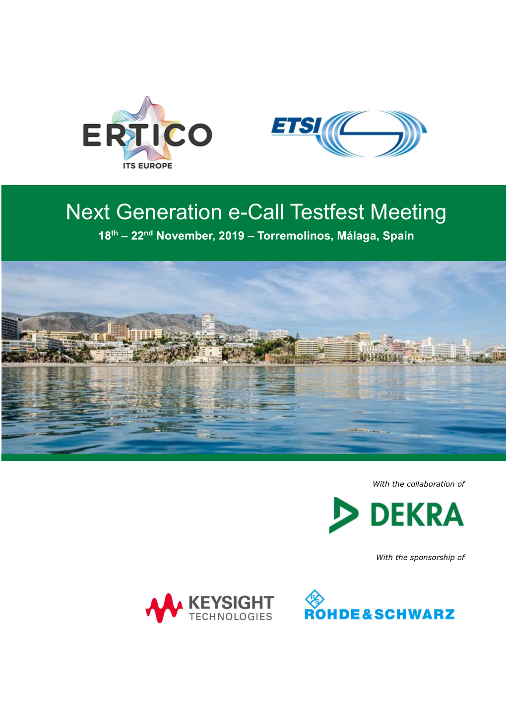 Next Generation E-Call Testfest Meeting 18Th – 22Nd November, 2019 – Torremolinos, Málaga, Spain