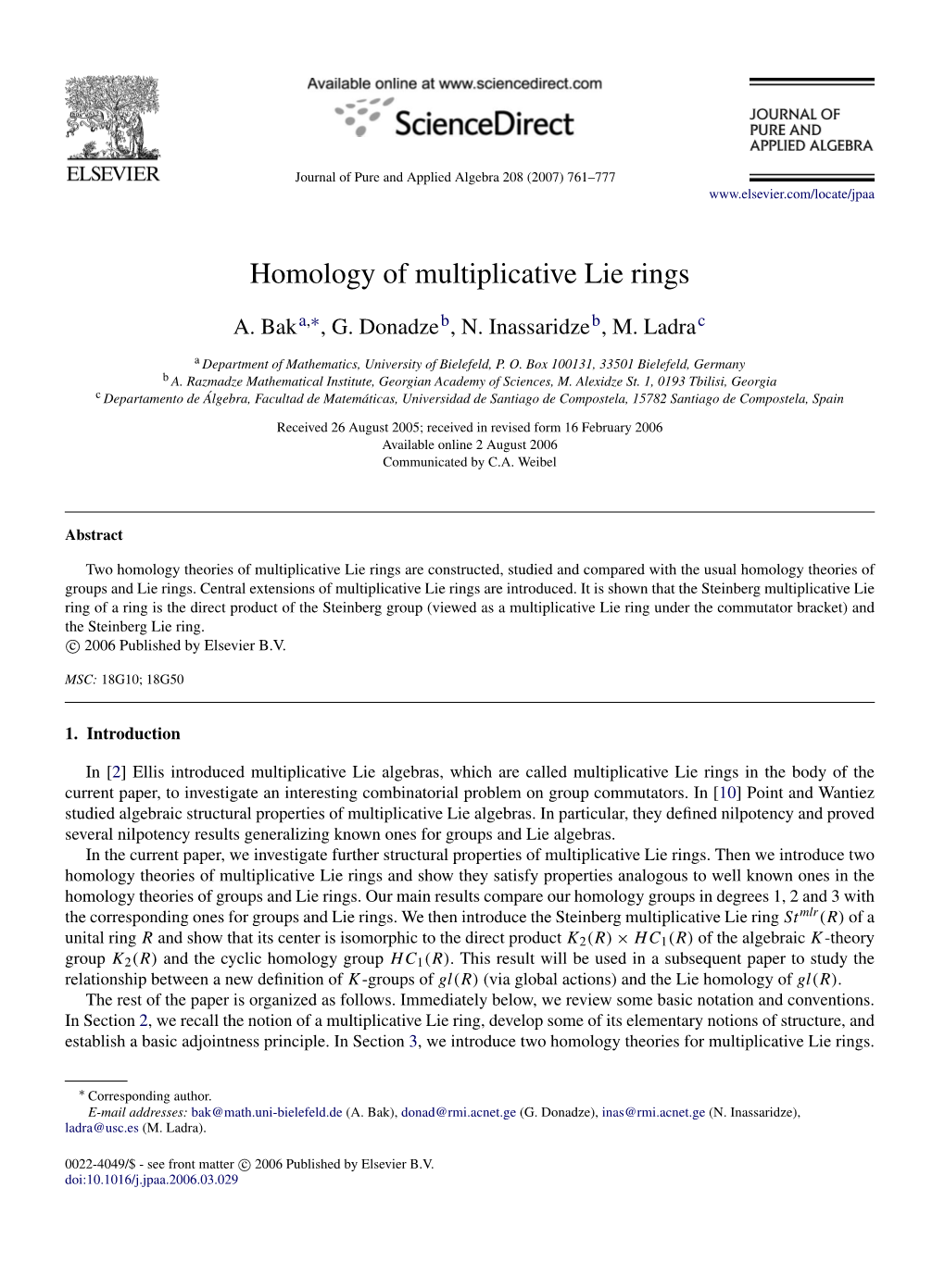 Homology of Multiplicative Lie Rings