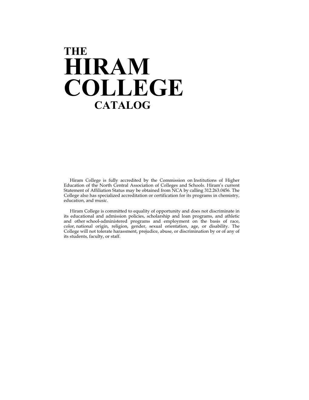 2005-2006 Hiram College Catalog