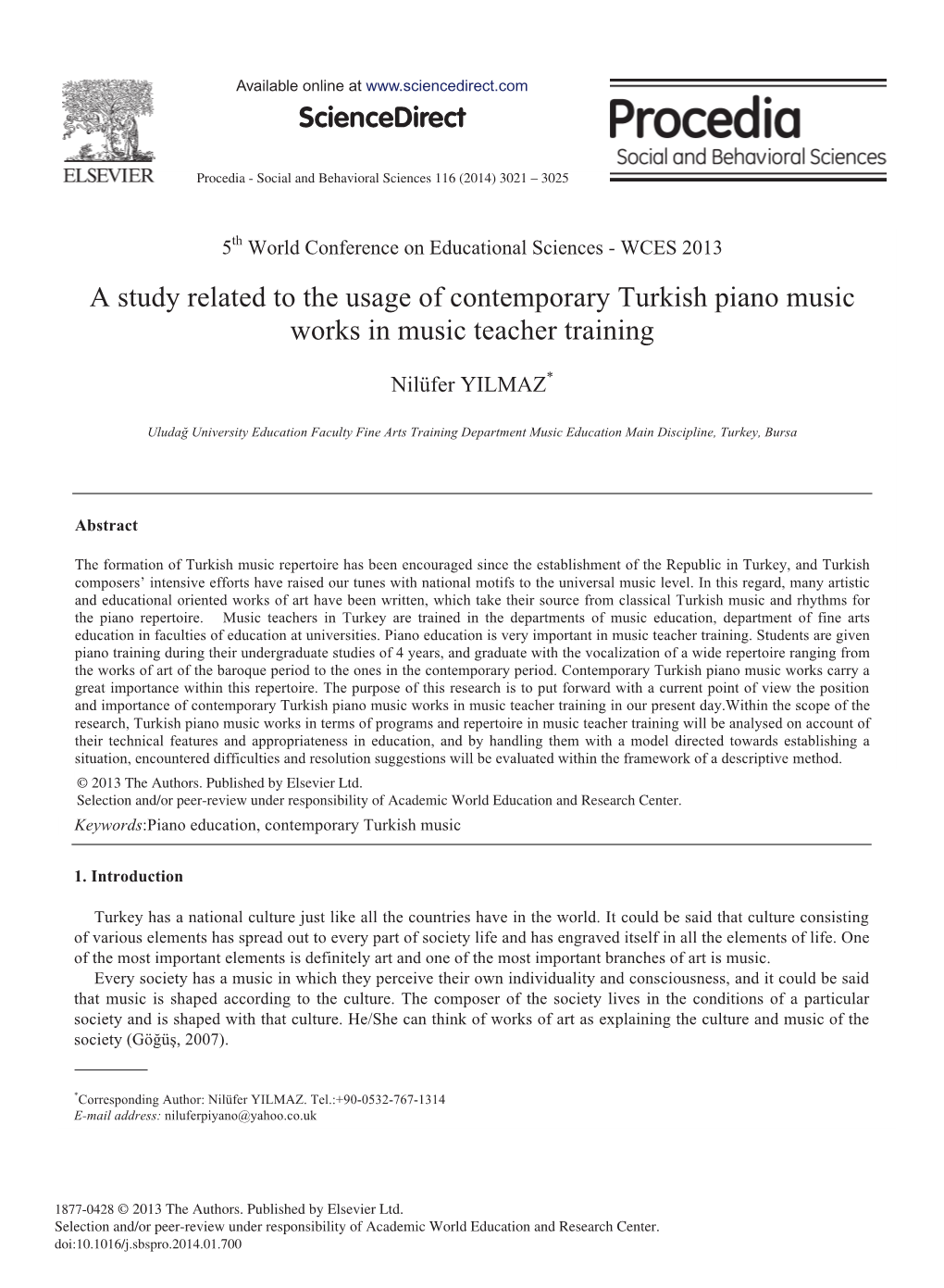 A Study Related to the Usage of Contemporary Turkish Piano Music Works in Music Teacher Training