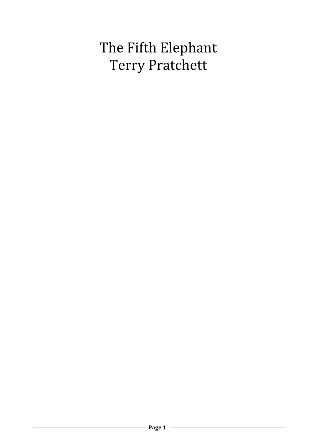 The Fifth Elephant Terry Pratchett