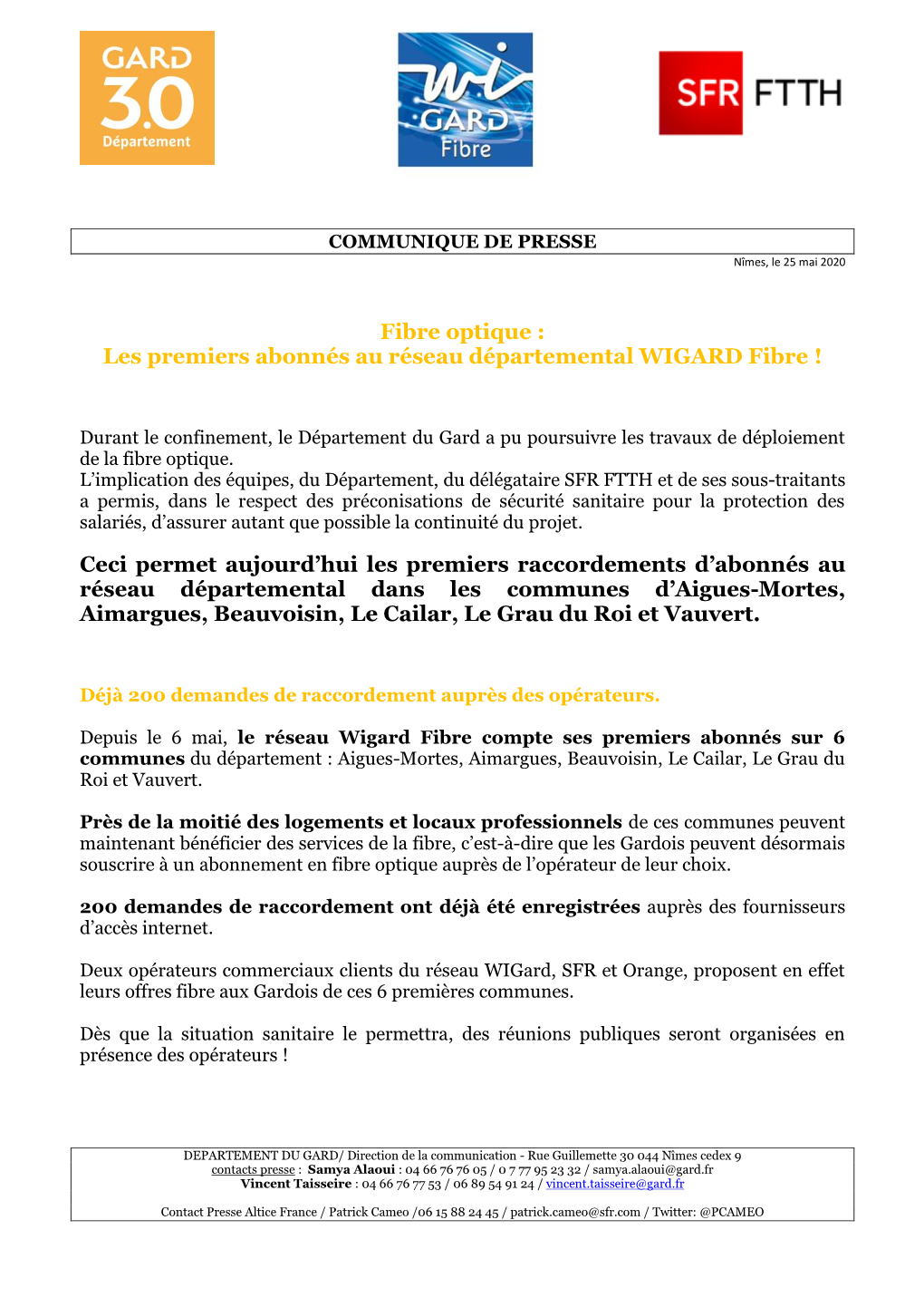 Communiqué De Presse