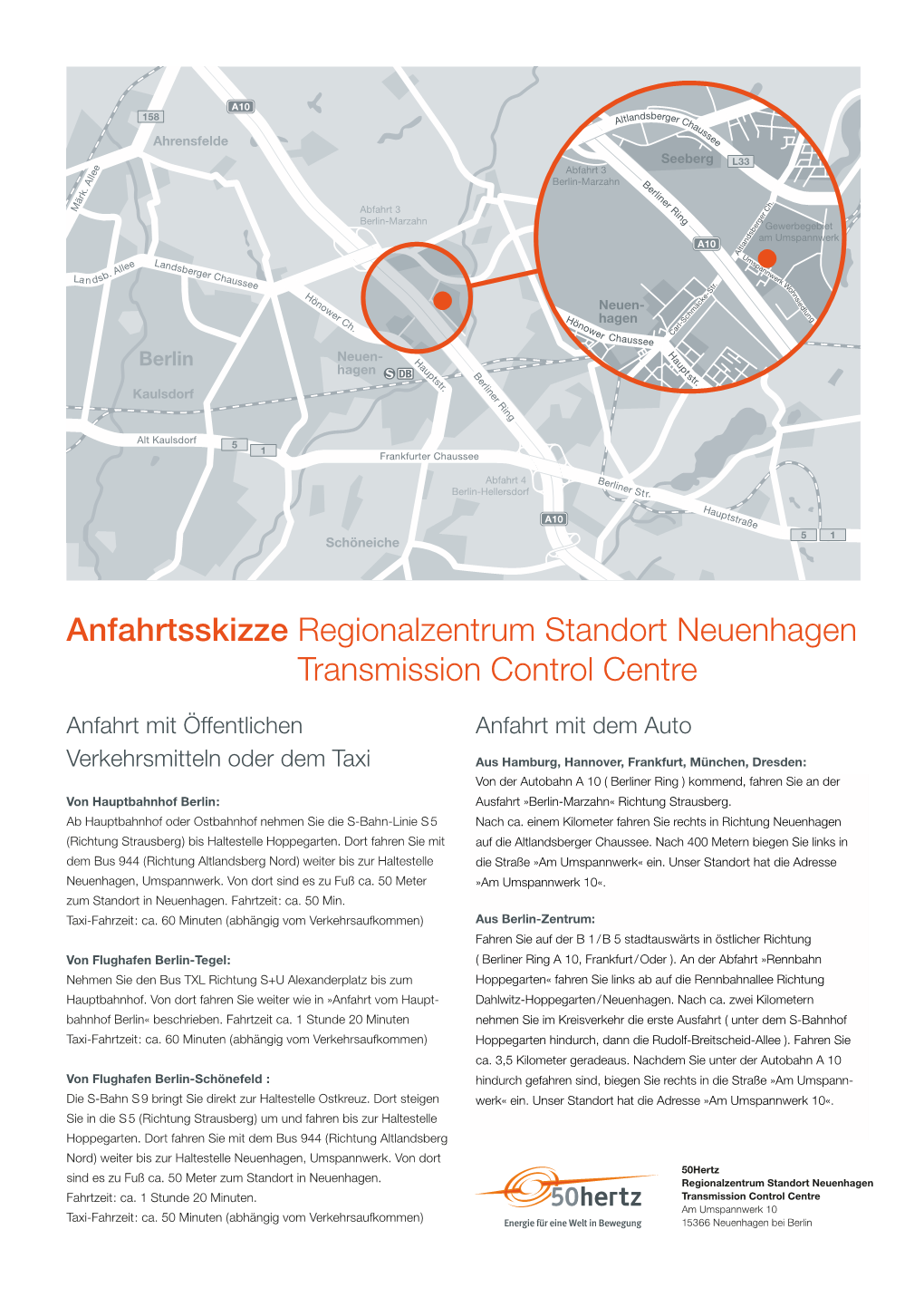 Anfahrtsskizze Standort Neuenhagen