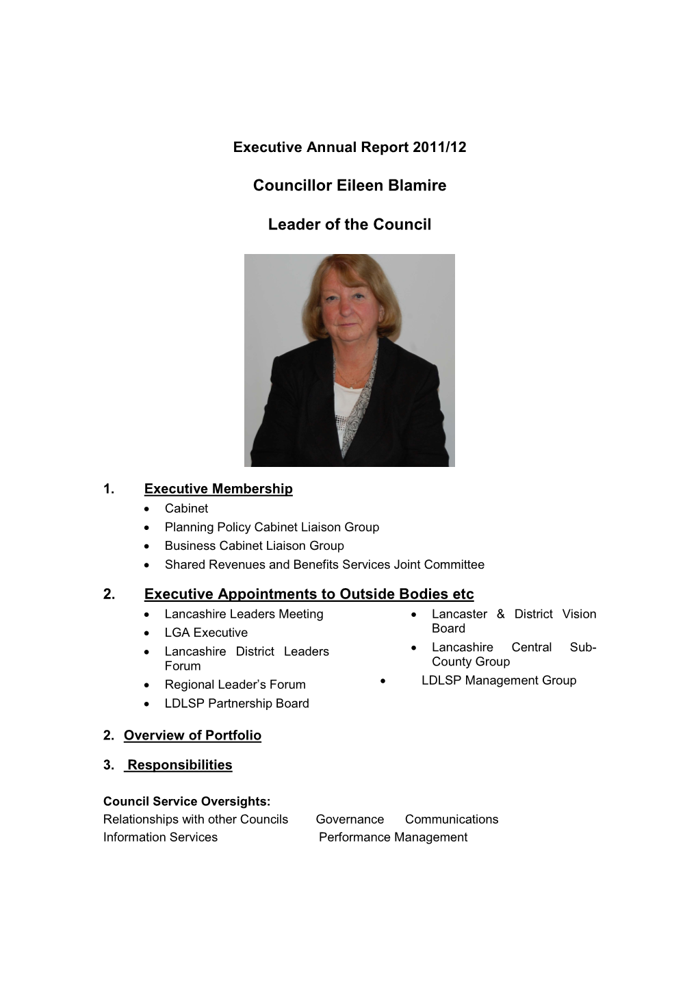 Councillor Eileen Blamire Leader of the Council