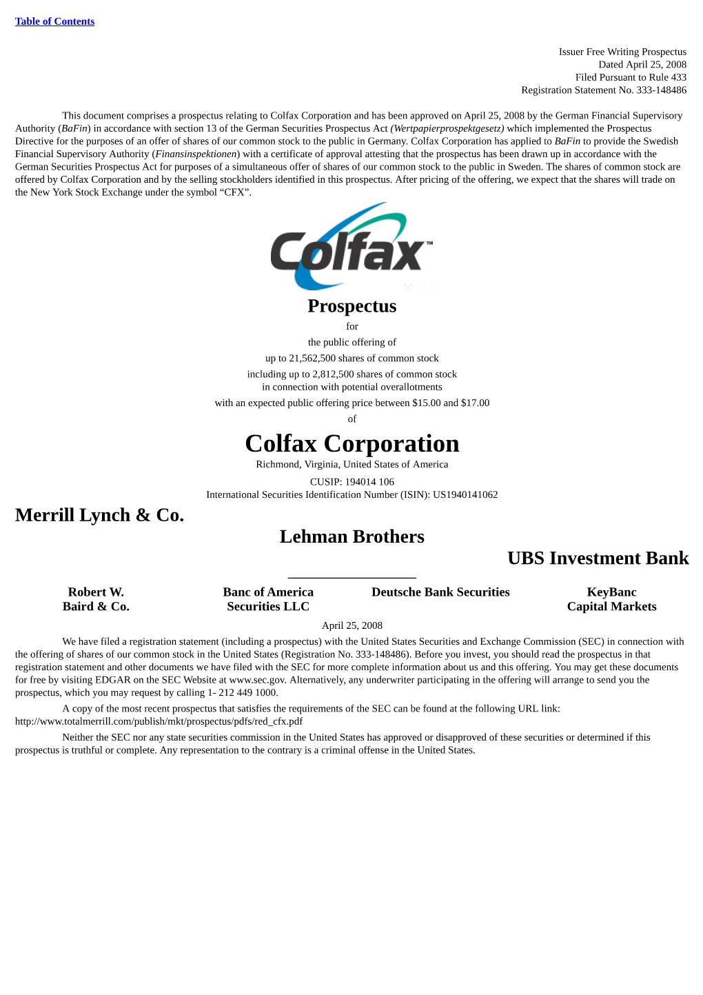 Colfax Corporation