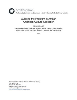 Guide to the Program in African American Culture Collection