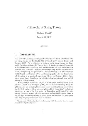Philosophy of String Theory