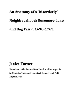 Rosemary Lane and Rag Fair C. 1690-1765