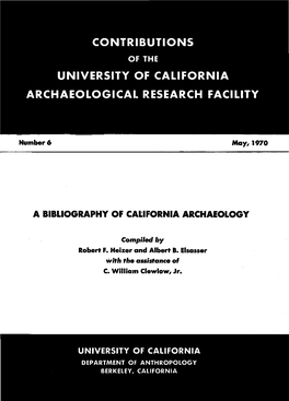 A BIBLIOGRAPHY of CALIFORNIA ARCHAEOLOGY Ai 0'Aao