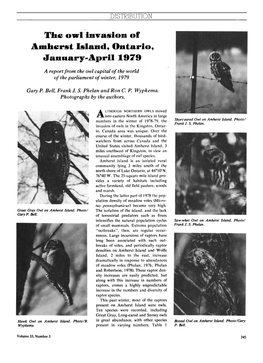 The Owl Invasion of Amherst Island, Ontario, January-April 1979