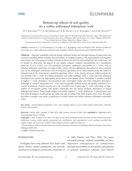 Bottom-Up Effects of Soil Quality on a Coffee Arthropod Interaction Web 1,2,5, 3 1 1 1,4 D