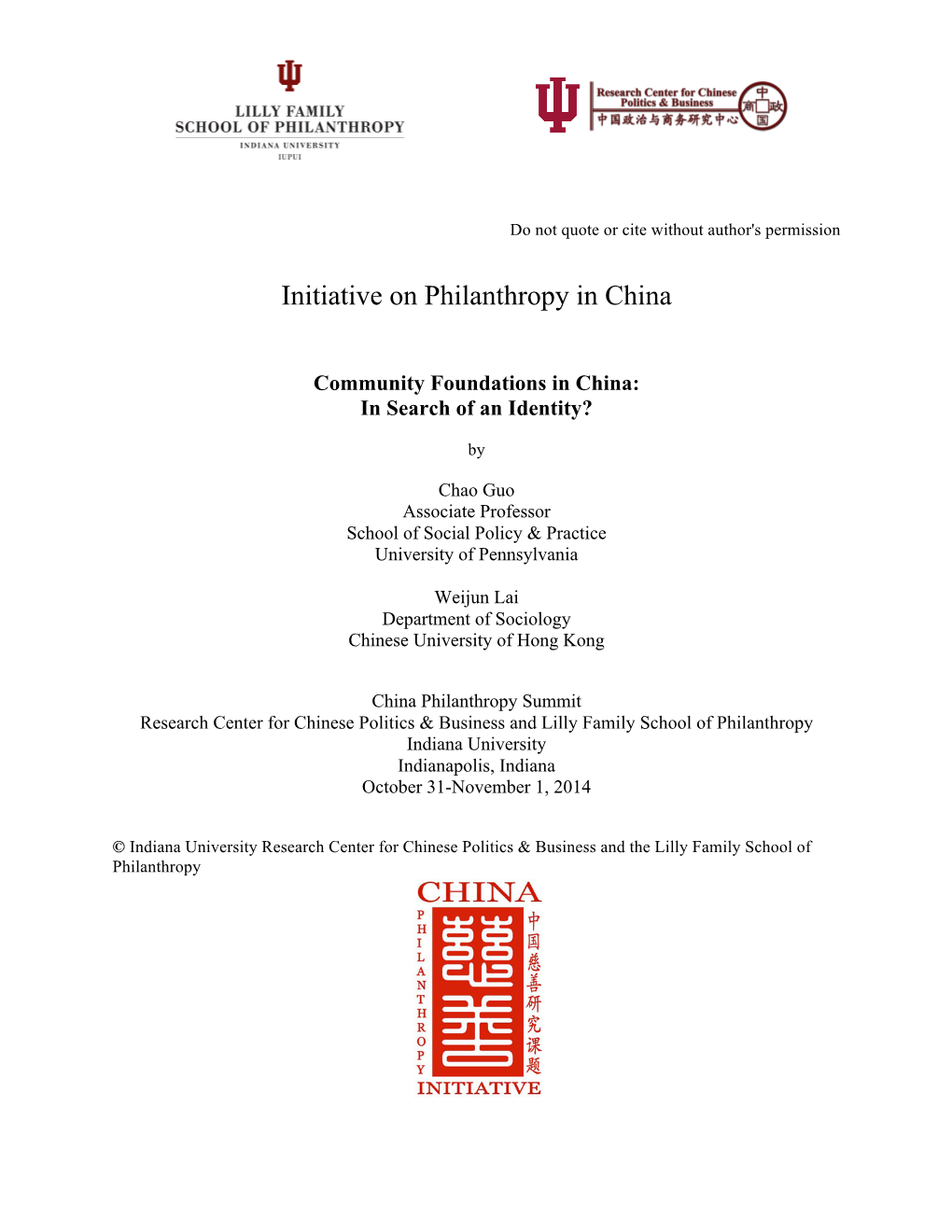 Initiative on Philanthropy in China