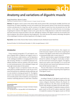 Anatomy and Variations of Digastric Muscle