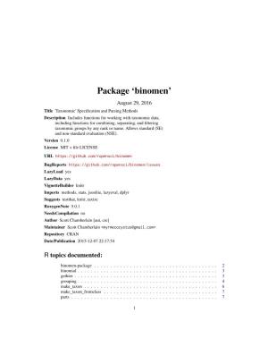 Package 'Binomen'