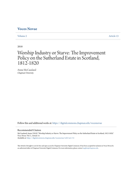 The Improvement Policy on the Sutherland Estate in Scotland, 1812-1820