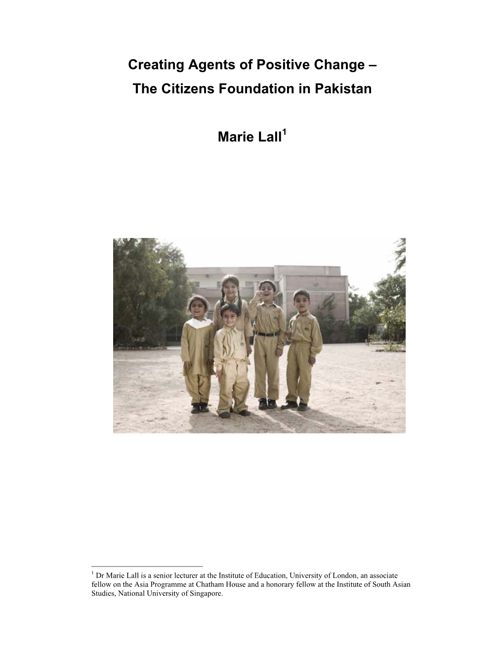 The Citizens Foundation in Pakistan Marie Lall